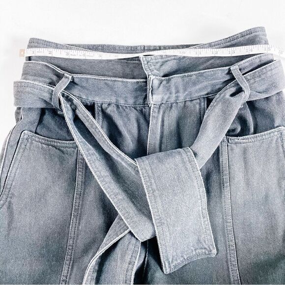 IRO Ouzilly Paperbag Belted Faded Black High Rise Tapered Jeans Sz 8 NWT - Picture 9 of 12